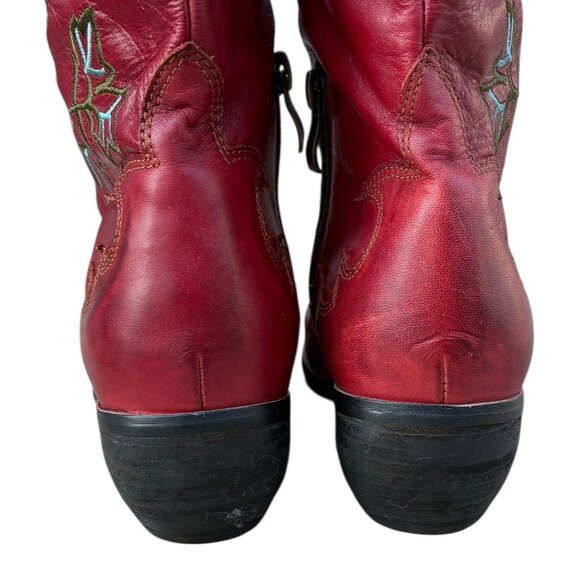 L'Artiste Women's Red Rose Embroidered Leather Boots Size 7.5 / 8 - Picture 9 of 15
